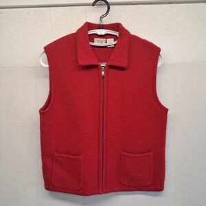 Specialty Collection Zip Front Red 100% Wool Vest Women's S